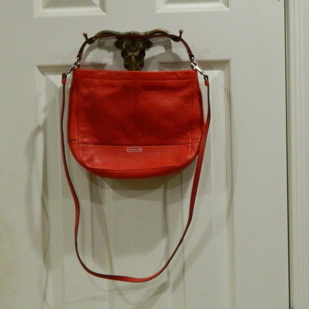 Coach Leather Mini Duffle Crossbody Bag Red Pebbled Leather